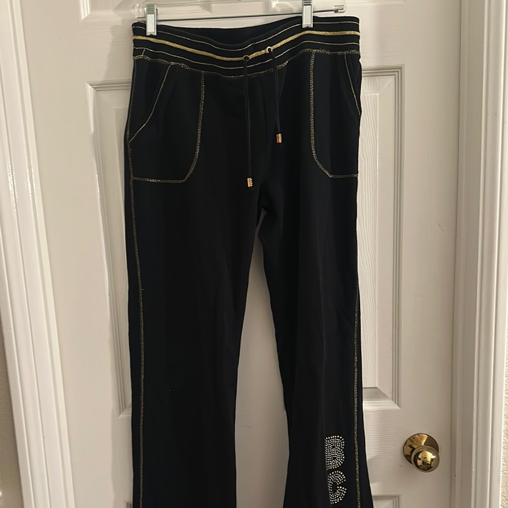 BCGB rhinestone logo with gold trim sweatpants